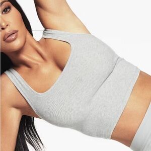 Gray Cotton Ribbed Tank